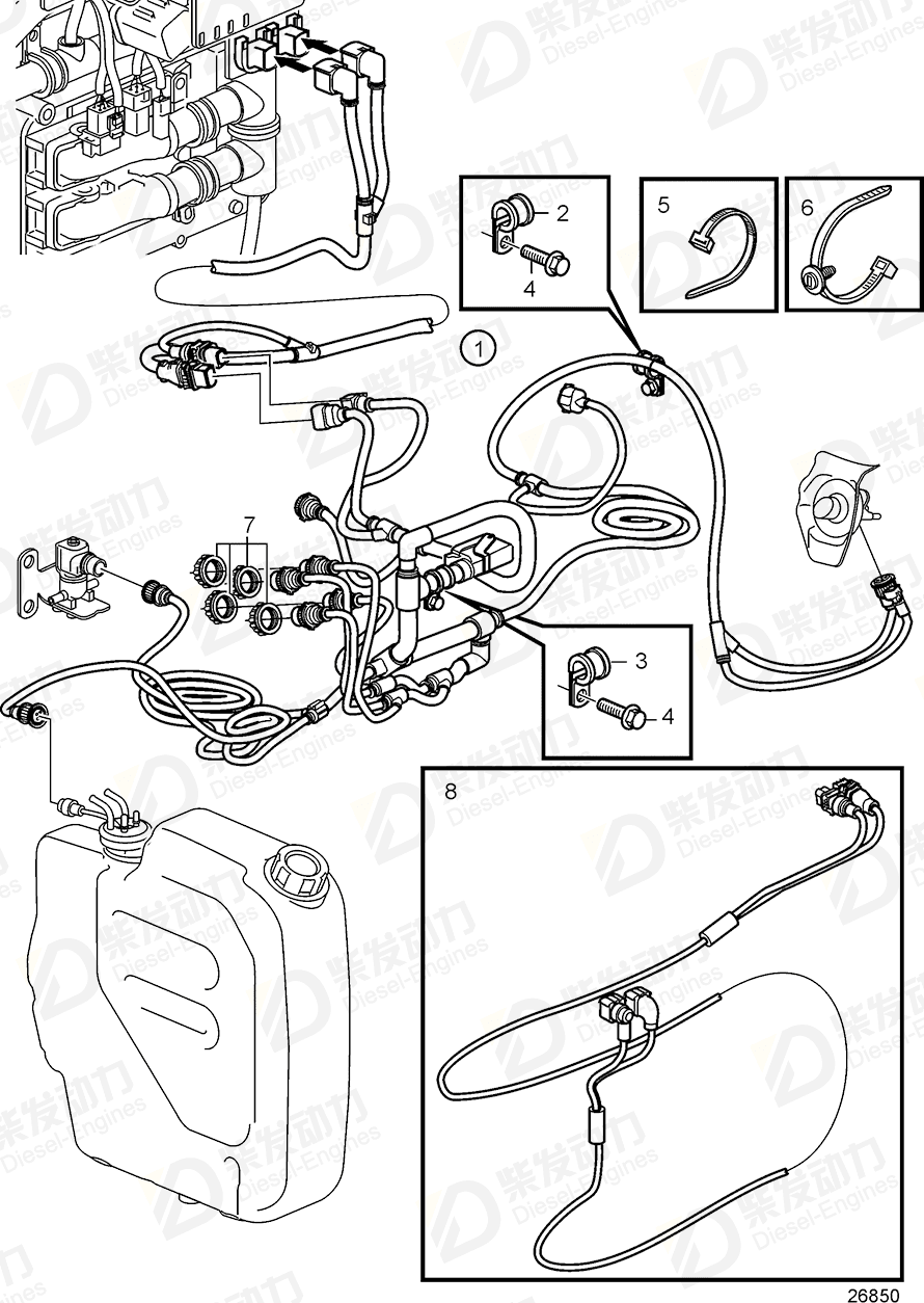 VOLVO Cable harness, extension cable 21932805 Drawing